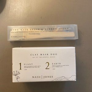 Nash Jones Clay Mask Duo Plant Earth Skincare Hake Mask Brush Spoon New